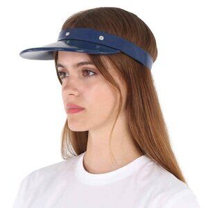 Burberry Ink Blue Removable Zipper Pocket Vinyl Visor Hat Size L